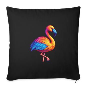 Flamingo Colorful Kawaii Cartoon Character Clipart - Sofa pillowcase 17,3'' x 17,3'' (45 x 45 cm) - black - Front