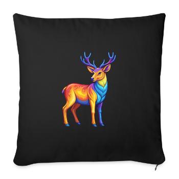 Deer Colorful Kawaii Cartoon Character Clipart - Sofa pillowcase 17,3'' x 17,3'' (45 x 45 cm) - black - Front