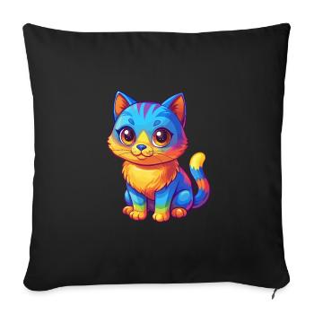 Cat Colorful Kawaii Cartoon Character Clipart - Sofa pillowcase 17,3'' x 17,3'' (45 x 45 cm) - black - Front