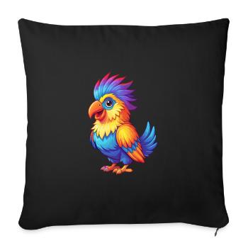 Cockatoo Colorful Kawaii Cartoon Character Clipart - Sofa pillowcase 17,3'' x 17,3'' (45 x 45 cm) - black - Front