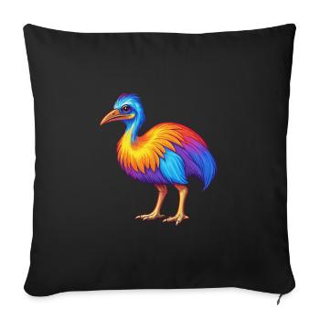 Cassowary Colorful Kawaii Cartoon Character Animal - Sofa pillowcase 17,3'' x 17,3'' (45 x 45 cm) - black - Front