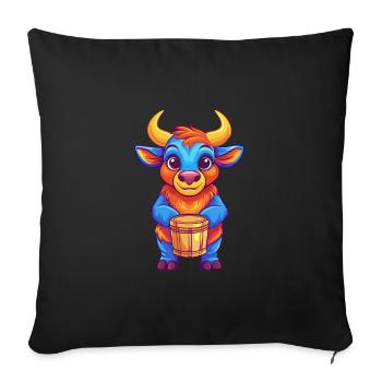 Bongo Bunte Kawaii Cartoon Figur Clipart - Sofakissenbezug 45 x 45 cm - Schwarz - Vorne