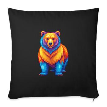 Bear Colorful Kawaii Cartoon Character Clipart - Sofa pillowcase 17,3'' x 17,3'' (45 x 45 cm) - black - Front