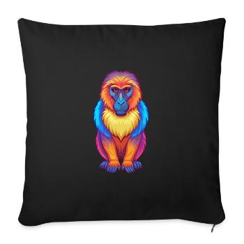 Babouin coloré Kawaii Dessin animé Personnage Clipart - Housse de coussin décorative 45 x 45 cm - noir - Devant