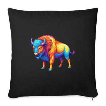 Bison Colorful Kawaii Cartoon Character Clipart - Sofa pillowcase 17,3'' x 17,3'' (45 x 45 cm) - black - Front