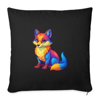 Renard arctique Personnage de dessin animé kawaii coloré - Housse de coussin décorative 45 x 45 cm - noir - Devant