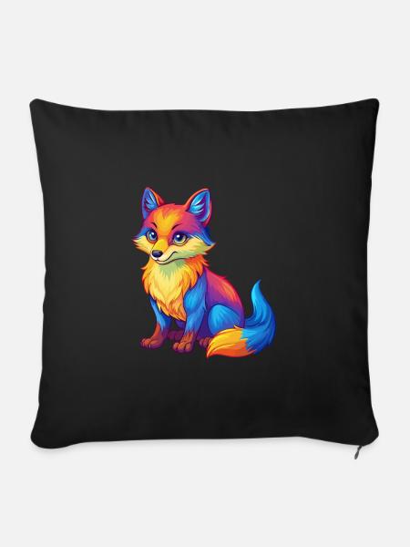 Polarfuchs Bunte Kawaii Zeichentrickfigur - Sofakissenbezug 45 x 45 cm - Schwarz