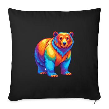 Bear Colorful Kawaii Cartoon Character Clipart - Sofa pillowcase 17,3'' x 17,3'' (45 x 45 cm) - black - Front