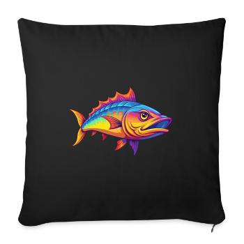 Barracuda Coloré Kawaii Dessin Animé Personnage Animal - Housse de coussin décorative 45 x 45 cm - noir - Devant