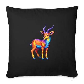 Antelope Colorful Kawaii Cartoon Character Clipart - Sofa pillowcase 17,3'' x 17,3'' (45 x 45 cm) - black - Front