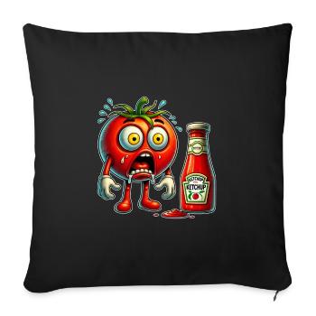 Funny tomato and ketchup design - Sofa pillowcase 17,3'' x 17,3'' (45 x 45 cm) - black - Front