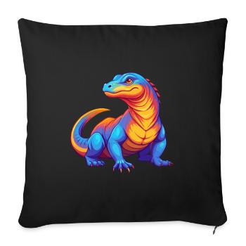 Komodo Dragon Colorful Kawaii Cartoon Character - Sofa pillowcase 17,3'' x 17,3'' (45 x 45 cm) - black - Front
