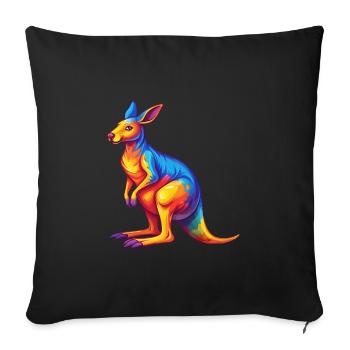 Kangaroo Colorful Kawaii Cartoon Character Clipart - Sofa pillowcase 17,3'' x 17,3'' (45 x 45 cm) - black - Front