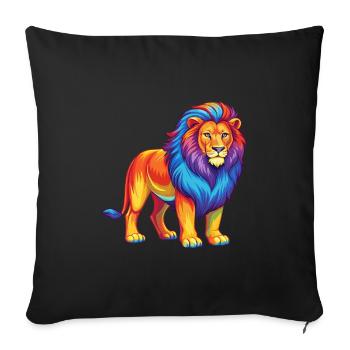 Lion Colorful Kawaii Cartoon Character Clipart - Sofa pillowcase 17,3'' x 17,3'' (45 x 45 cm) - black - Front