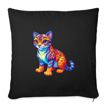 Ocelot Colorful Kawaii Cartoon Character Clipart - Sofa pillowcase 17,3'' x 17,3'' (45 x 45 cm) - black - Front