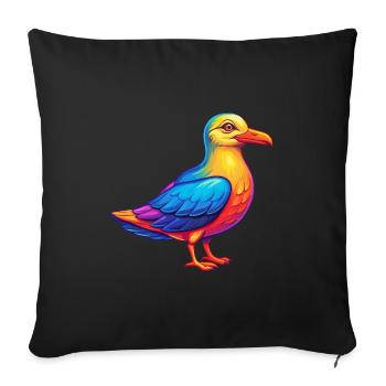 Seagull Colorful Kawaii Cartoon Character Clipart - Sofa pillowcase 17,3'' x 17,3'' (45 x 45 cm) - black - Front