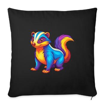 Skunk Coloré Kawaii Dessin Animé Personnage Clipart - Housse de coussin décorative 45 x 45 cm - noir - Devant