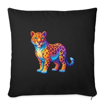 Leopard Colorful Kawaii Cartoon Character Clipart - Sofa pillowcase 17,3'' x 17,3'' (45 x 45 cm) - black - Front