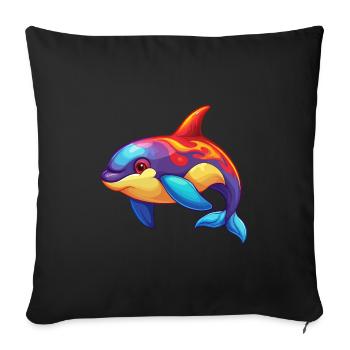 Orca Bunte Kawaii Cartoon Figur Clipart - Sofakissenbezug 45 x 45 cm - Schwarz - Vorne