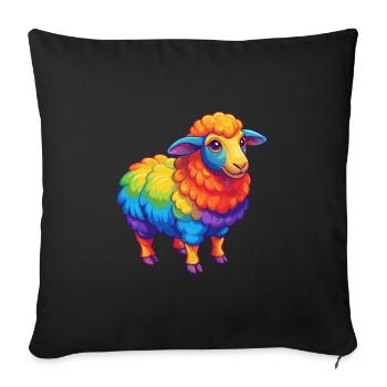 Sheep Colorful Kawaii Cartoon Character Clipart - Sofa pillowcase 17,3'' x 17,3'' (45 x 45 cm) - black - Front
