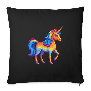 Unicorn Colorful Kawaii Cartoon Character Clipart - Sofa pillowcase 17,3'' x 17,3'' (45 x 45 cm) - black - Front