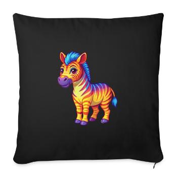 Zebra Bunte Kawaii Cartoon Figur Clipart - Sofakissenbezug 45 x 45 cm - Schwarz - Vorne