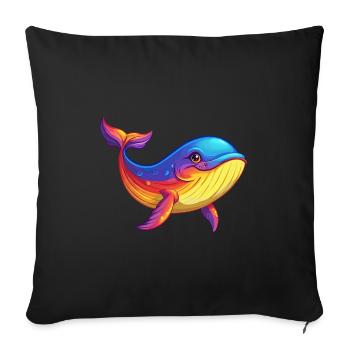Whale Colorful Kawaii Cartoon Character Clipart - Sofa pillowcase 17,3'' x 17,3'' (45 x 45 cm) - black - Front
