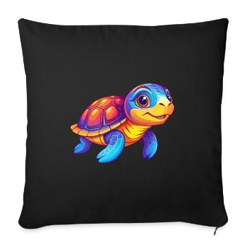 Turtle Colorful Kawaii Cartoon Character Clipart - Sofa pillowcase 17,3'' x 17,3'' (45 x 45 cm) - black - Front