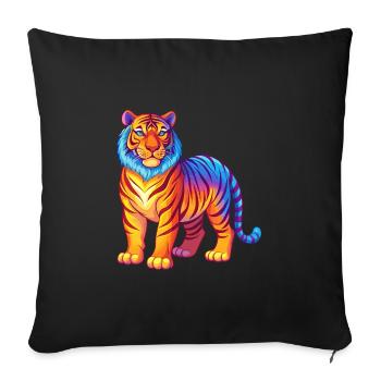Tiger Colorful Kawaii Cartoon Character Clipart - Sofa pillowcase 17,3'' x 17,3'' (45 x 45 cm) - black - Front
