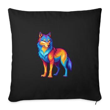 Wolf Colorful Kawaii Cartoon Character Clipart - Sofa pillowcase 17,3'' x 17,3'' (45 x 45 cm) - black - Front