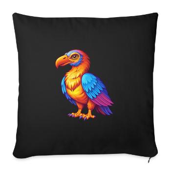 Vulture Coloré Kawaii Dessin Animé Personnage Clipart - Housse de coussin décorative 45 x 45 cm - noir - Devant