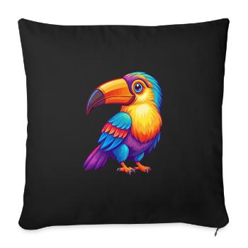 Toucan Colorful Kawaii Cartoon Character Clipart - Sofa pillowcase 17,3'' x 17,3'' (45 x 45 cm) - black - Front