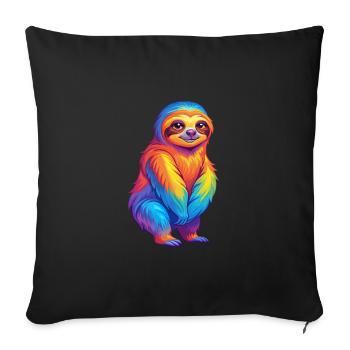 Sloth Colorful Kawaii Cartoon Character Clipart - Sofa pillowcase 17,3'' x 17,3'' (45 x 45 cm) - black - Front