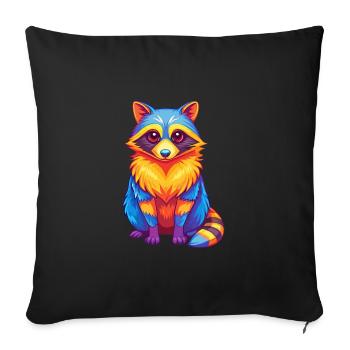Raccoon Colorful Kawaii Cartoon Character Clipart - Sofa pillowcase 17,3'' x 17,3'' (45 x 45 cm) - black - Front