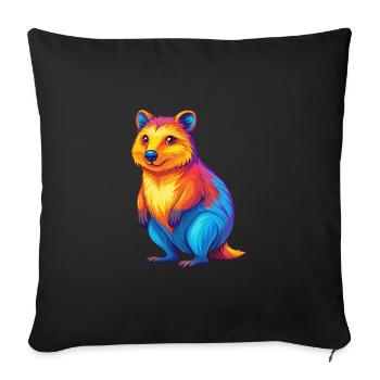 Quokka Colorful Kawaii Cartoon Character Clipart - Sofa pillowcase 17,3'' x 17,3'' (45 x 45 cm) - black - Front