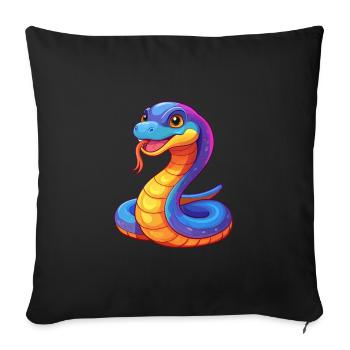Snake Colorful Kawaii Cartoon Character Clipart - Sofa pillowcase 17,3'' x 17,3'' (45 x 45 cm) - black - Front