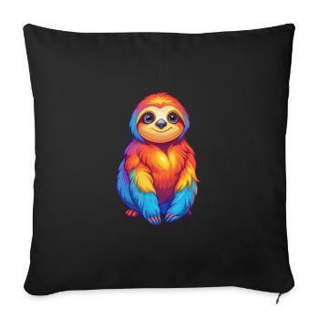 Sloth Colorful Kawaii Cartoon Character Clipart - Sofa pillowcase 17,3'' x 17,3'' (45 x 45 cm) - black - Front