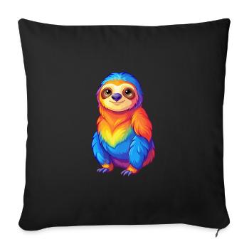 Sloth Colorful Kawaii Cartoon Character Clipart - Sofa pillowcase 17,3'' x 17,3'' (45 x 45 cm) - black - Front
