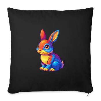 Rabbit Colorful Kawaii Cartoon Character Clipart - Sofa pillowcase 17,3'' x 17,3'' (45 x 45 cm) - black - Front
