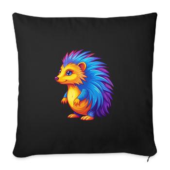 Porcupine Colorful Kawaii Cartoon Character Animal - Sofa pillowcase 17,3'' x 17,3'' (45 x 45 cm) - black - Front