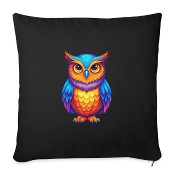 Owl Colorful Kawaii Cartoon Character Clipart - Sofa pillowcase 17,3'' x 17,3'' (45 x 45 cm) - black - Front