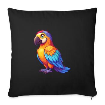Parrot Colorful Kawaii Cartoon Character Clipart - Sofa pillowcase 17,3'' x 17,3'' (45 x 45 cm) - black - Front
