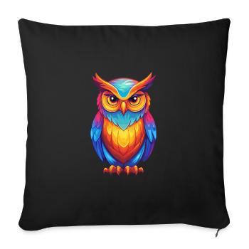 Owl Colorful Kawaii Cartoon Character Clipart - Sofa pillowcase 17,3'' x 17,3'' (45 x 45 cm) - black - Front