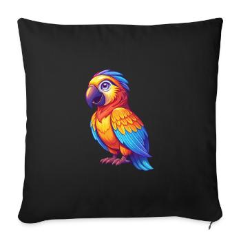 Parrot Colorful Kawaii Cartoon Character Clipart - Sofa pillowcase 17,3'' x 17,3'' (45 x 45 cm) - black - Front