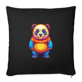 Panda Colorful Kawaii Cartoon Character Clipart - Sofa pillowcase 17,3'' x 17,3'' (45 x 45 cm) - black - Front