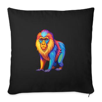 Mandrill Colorful Kawaii Cartoon Character Clipart - Sofa pillowcase 17,3'' x 17,3'' (45 x 45 cm) - black - Front