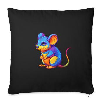 mouse Colorful Kawaii Cartoon Character Clipart - Sofa pillowcase 17,3'' x 17,3'' (45 x 45 cm) - black - Front