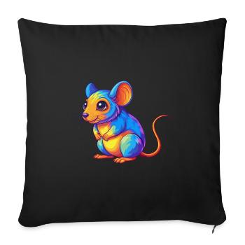 Mouse Colorful Kawaii Cartoon Character Clipart - Sofa pillowcase 17,3'' x 17,3'' (45 x 45 cm) - black - Front