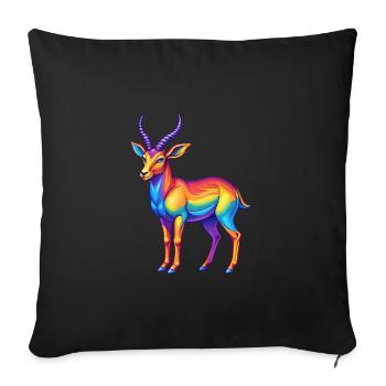 Impala Bunte Kawaii Cartoon Figur Clipart - Sofakissenbezug 45 x 45 cm - Schwarz - Vorne