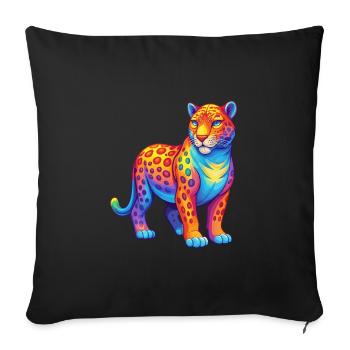 Jaguar Colorful Kawaii Cartoon Character Clipart - Sofa pillowcase 17,3'' x 17,3'' (45 x 45 cm) - black - Front
